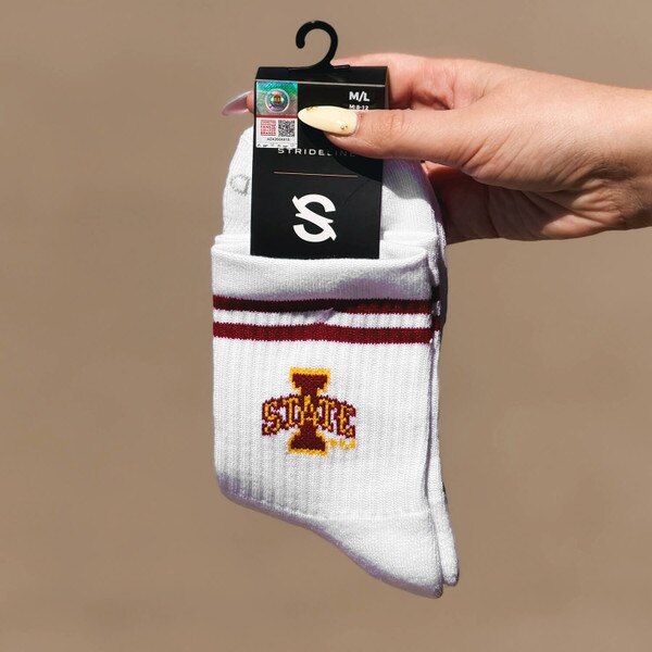 Strideline I-State White Half Calf Knit Socks